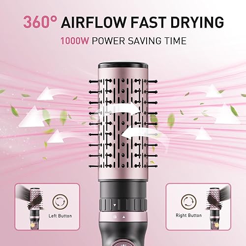 Miniatura 5 de Cepillo secador de pelo, 3 en 1, giratorio 3 en 1, con 3 cabezales para secar peinado, dar volumen, rizar, elegante en un solo paso para cabello