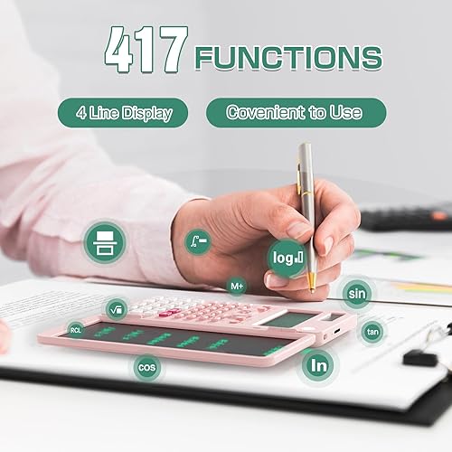 Miniatura 3 de Calculadora científica recargable para estudiantes, calculadora científica plegable rosa 991ES MAX con bloc de notas, calculadoras de ciencia de