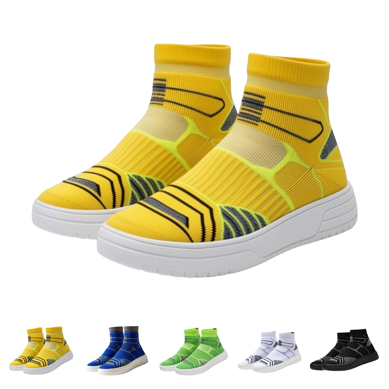 Urban Streetwear - Scarpe da ginnastica da uomo, a calza, elasticizzate, lavorate a maglia, con grafica stampata, per passeggiate in città, palestra, danza