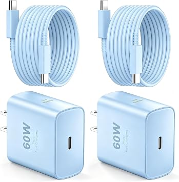 60W Super Fast Charger USB C, Type C Charger Fast Charging Android Phone Charger Block with 10FT USB C Chargers Fast Charging Cable Cord for Galaxy S26 Ultra/S26+/S26/S25Ultra/S25/S24/S23/S22-Blue