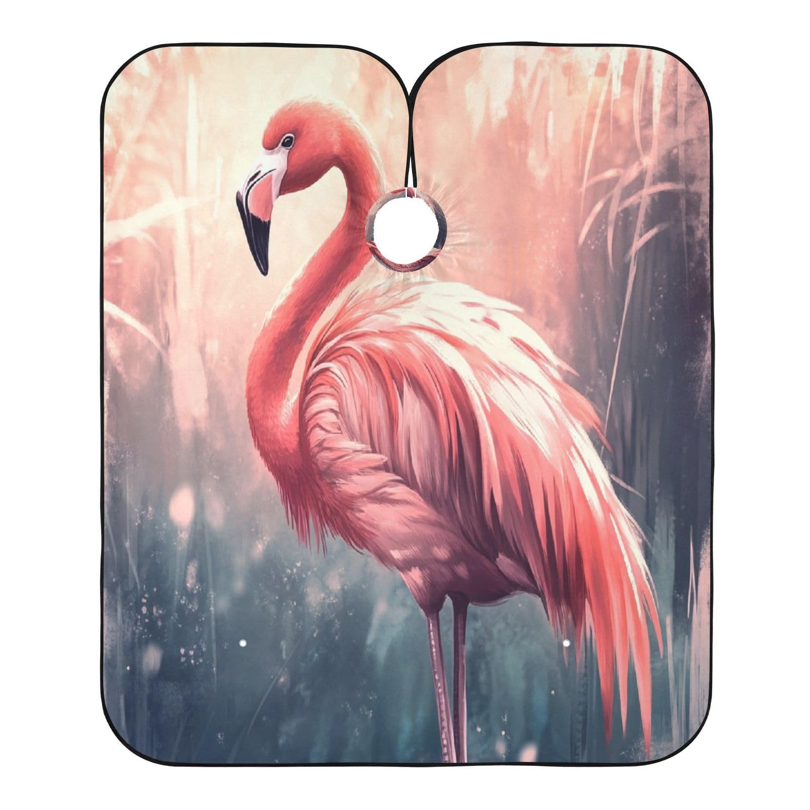 Kigai Flamingos Hair Cutting Cape for Men & Women Waterproof Barber Cape Professional Hairdressing Salon Styling Apron with Adjustable Closure Snap