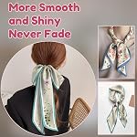 2PCS Écharpe soie Feeling cheveux tête satin long cou écharpes mode pour la décoration de sac femmes filles mignon 59 * 6.7”