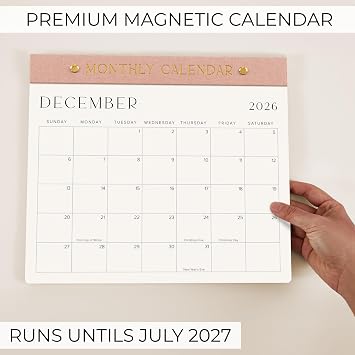 Beautiful 2026 Magnetic Fridge Calendar - Runs from Jan 2026 to July 2027