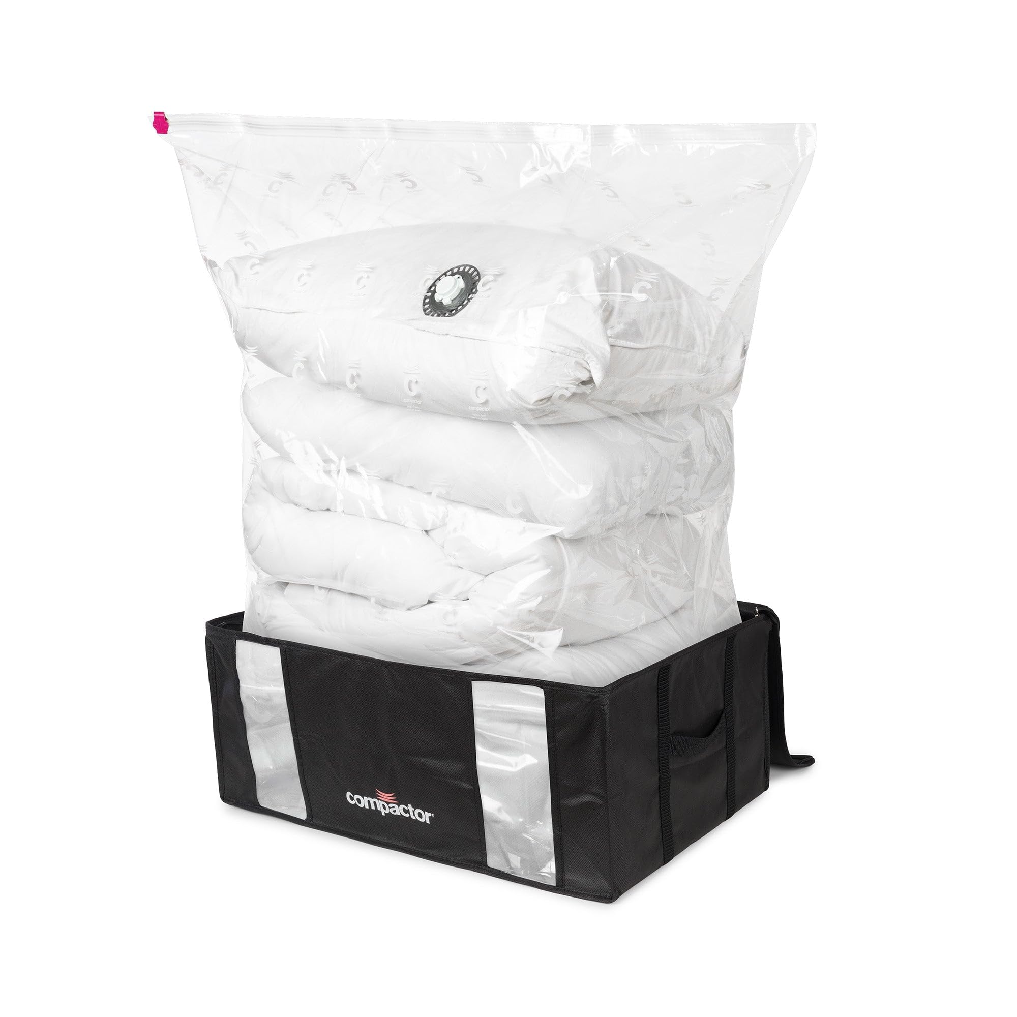 Compactor - Cajas almacenaje al vacío ropa, edredones, nórdicos, almohadas. Pack 3 Talla XXL. Organizador armario con bolsa al vacío ropa integrada, compresión con aspiradora. Ahorra espacio. Negro