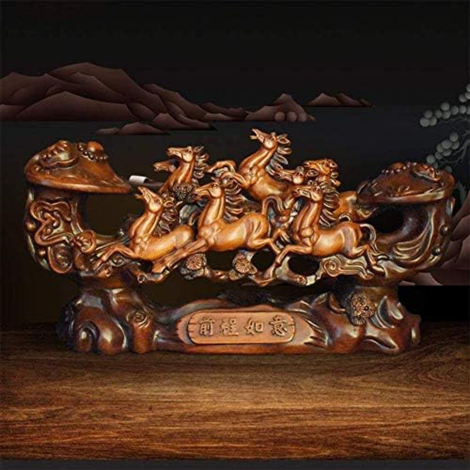 Amazon.co.jp: 如意風水樹脂象の像、呉府林門仏の装飾、繁栄の富の幸運