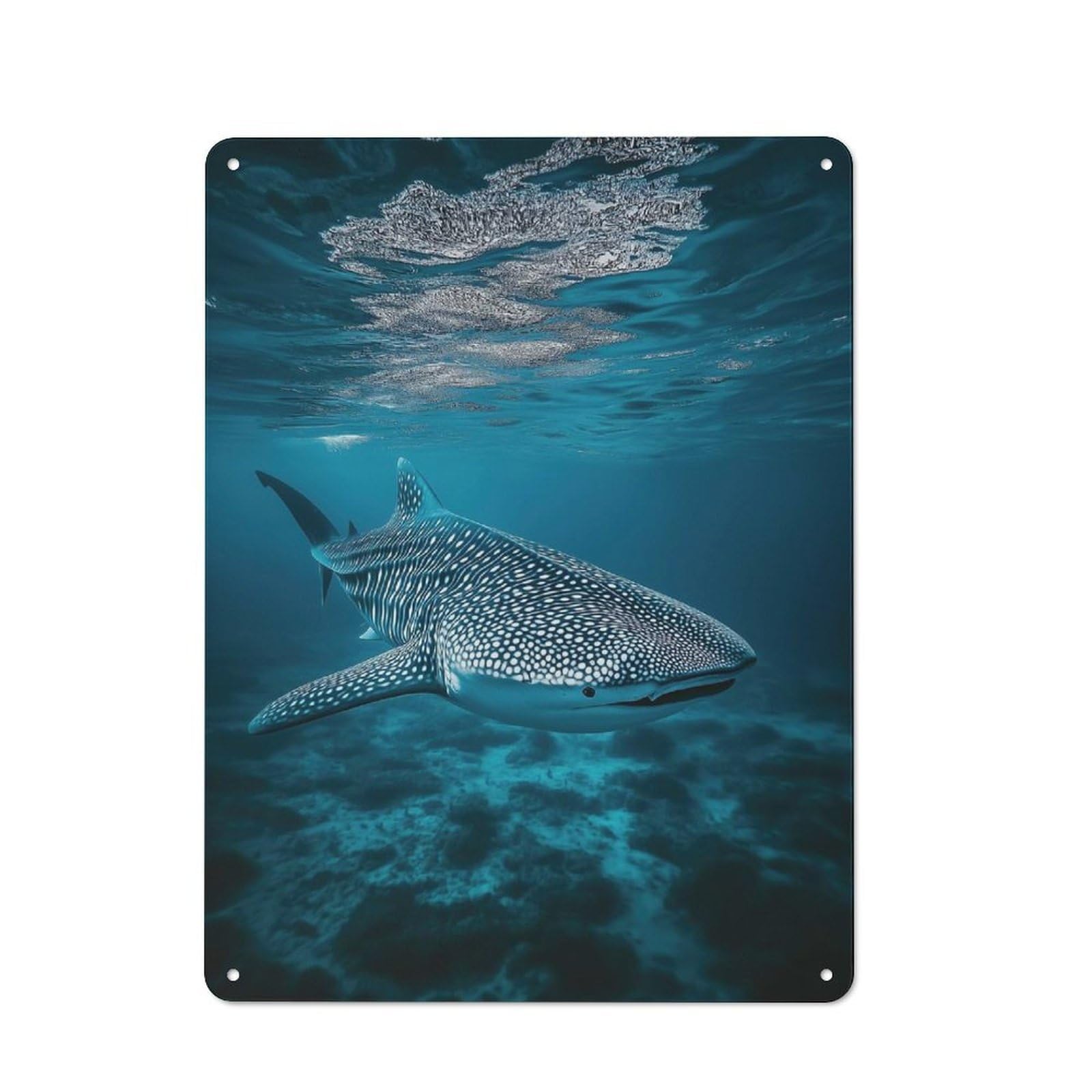 Junmoney Whale Shark Underwater For Hobby Room Or Studio, Rustic Metal Sign 40X30cm, For Creative Interior Collectors Refreshing A Room In Autumn