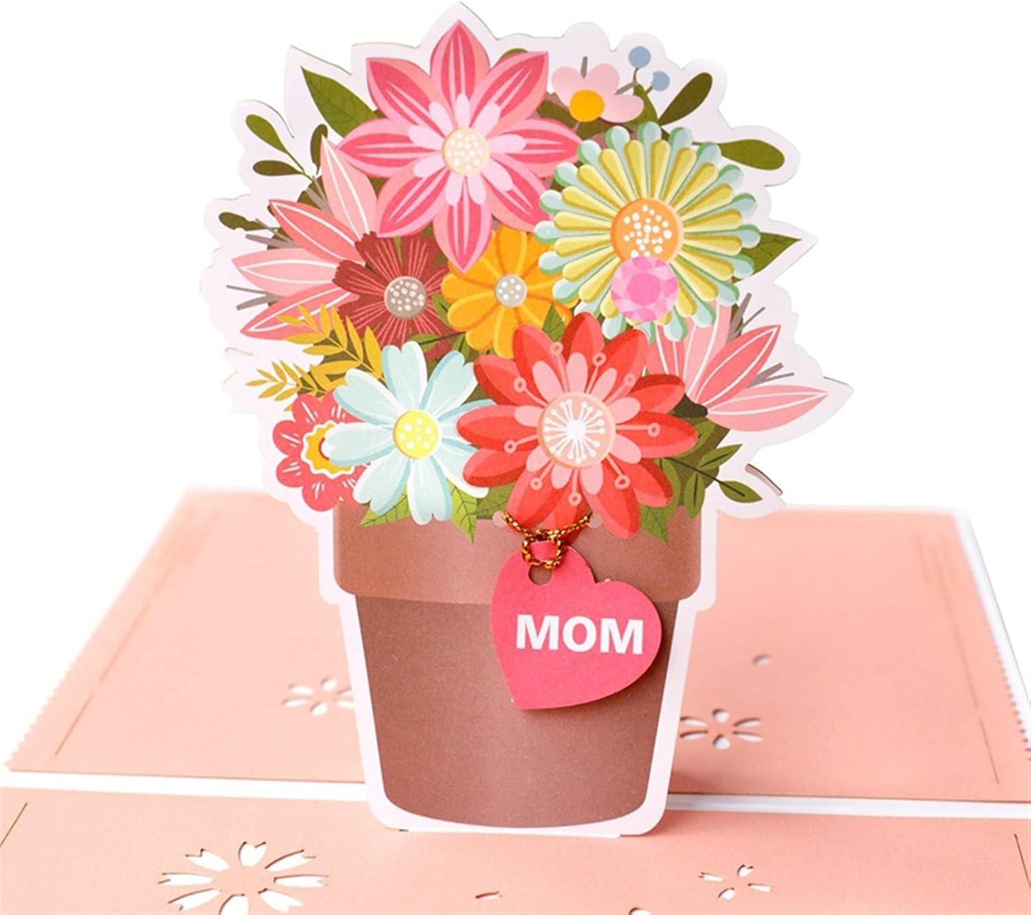 グリーティングカード グリーティングカード3Dハンドメイドショーラブベストママフラワーバスケットペーパー招待状グリーティングカード祝