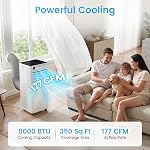 COSTWAY climatiseur portable 8000 BTU, unité de climatisation portable 4-en-1 avec déshumidificateur, ventilateur, mode sommeil, télécommande et minuterie 24H, refroidit des pièces jusqu'à 350 pi², kit d'installation de fenêtre inclus