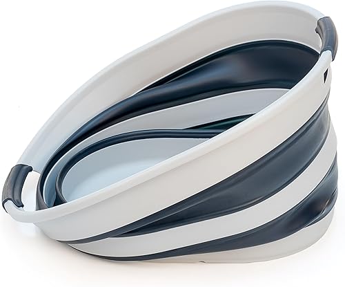 Miniatura 3 de SAMMART Cesta plegable de plástico para la ropa sucia de 23 litros (6 galones) - Tina ovalada - Contenedor de almacenamiento plegable - Tina de