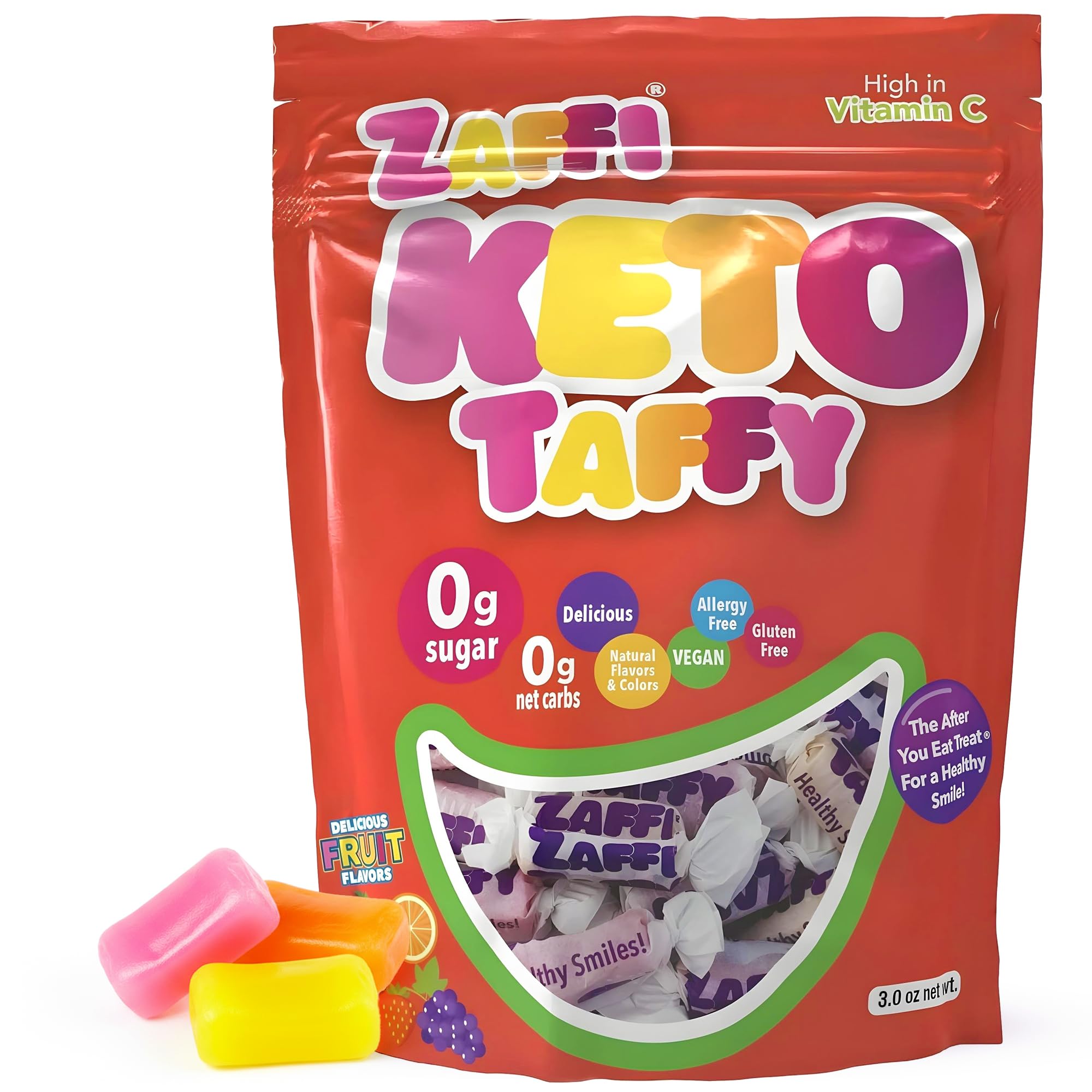 Zollipops ZOLLI KETO Taffy 3oz resealable pouch