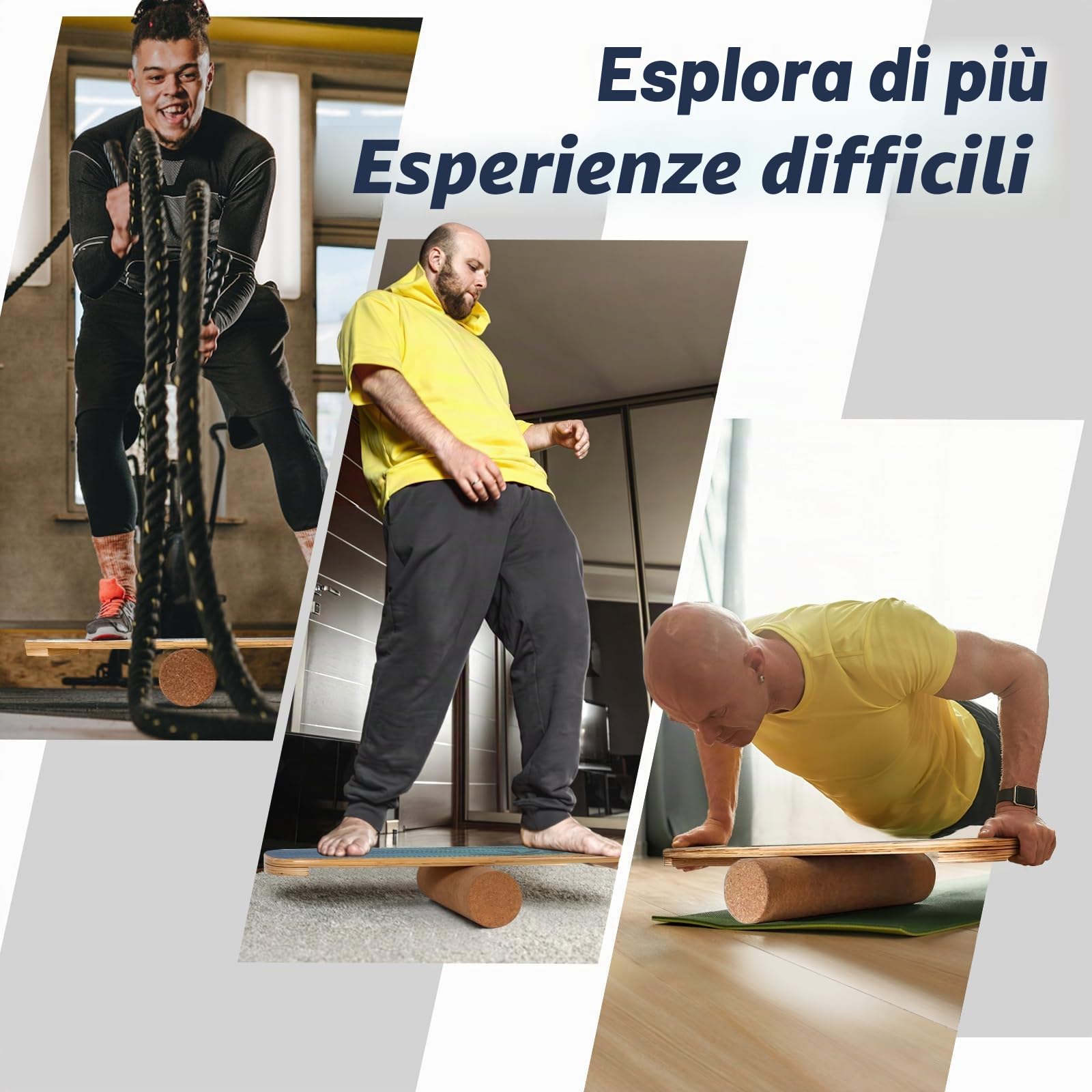 Leogreen Tavola dell’Equilibrio in Legno con Rocker, per Interni | Balance Board in Legno Trickboard ed Allenatore di Equilibrio, Ideale per Fitness, Yoga e Surf