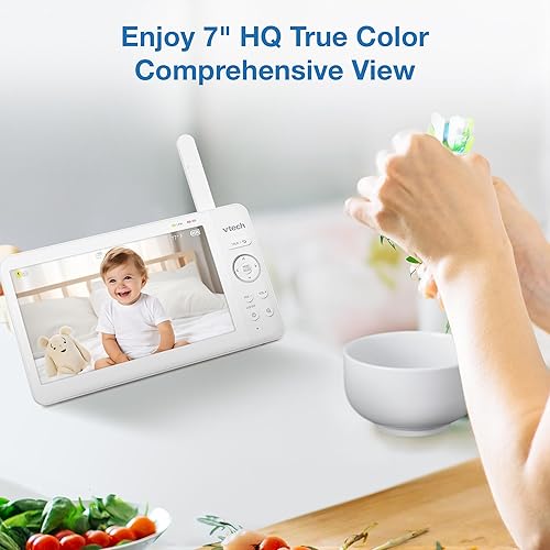 Miniatura 3 de VTech Monitor de bebé actualizado 2025 con pantalla IPS de 7 pulgadas, cámara de zoom panorámica, monitor de bebé sin video WiFi con cámara y audio,