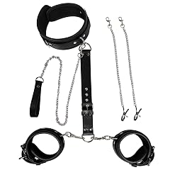 BDSM Sex Bondage Restraints Set Couples Harness Sex Toys Adjustable Neck to Wrist Restraints Kit with Traction Chain