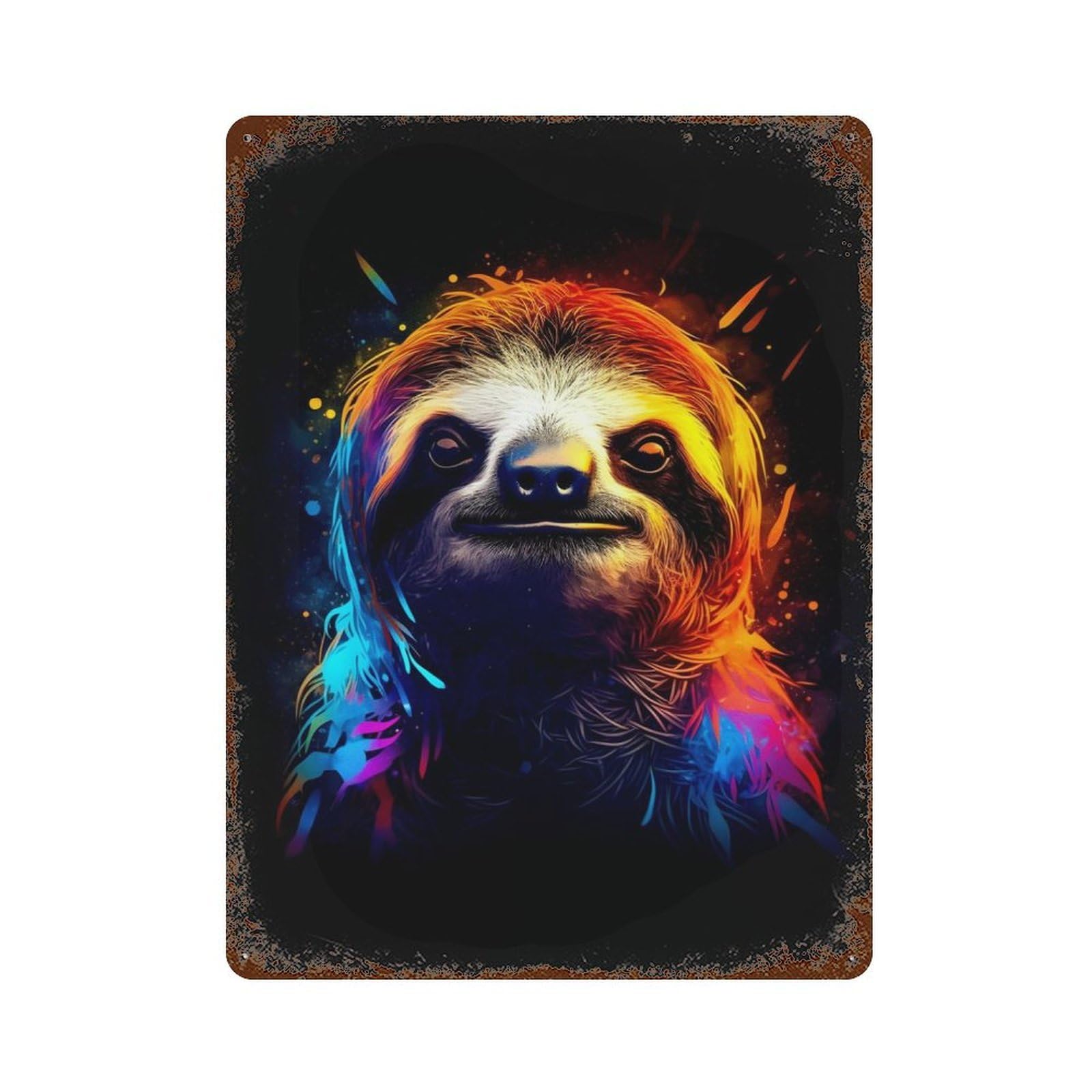 Amazing Sloth Aged Metal Wall Plaque 15.7"x11.8", Industrial Home Decor for Pub, Kitchen And Man Cave Decor