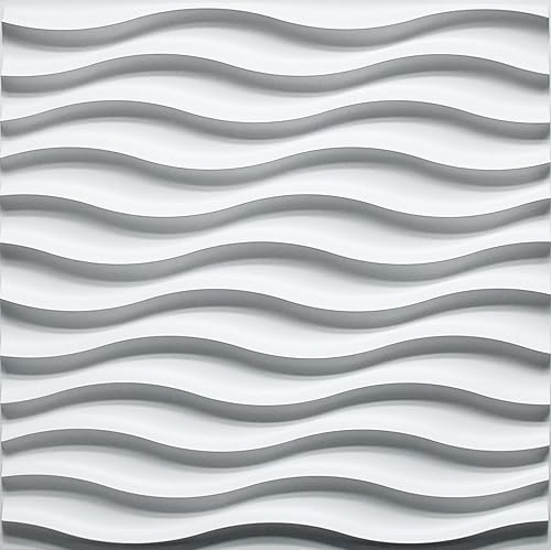 Dundee Deco Paneles de pared 3D - Paneles de pared de PVC blanco pintables de onda moderna para decoración de pared interior, paquete de 10, cubre