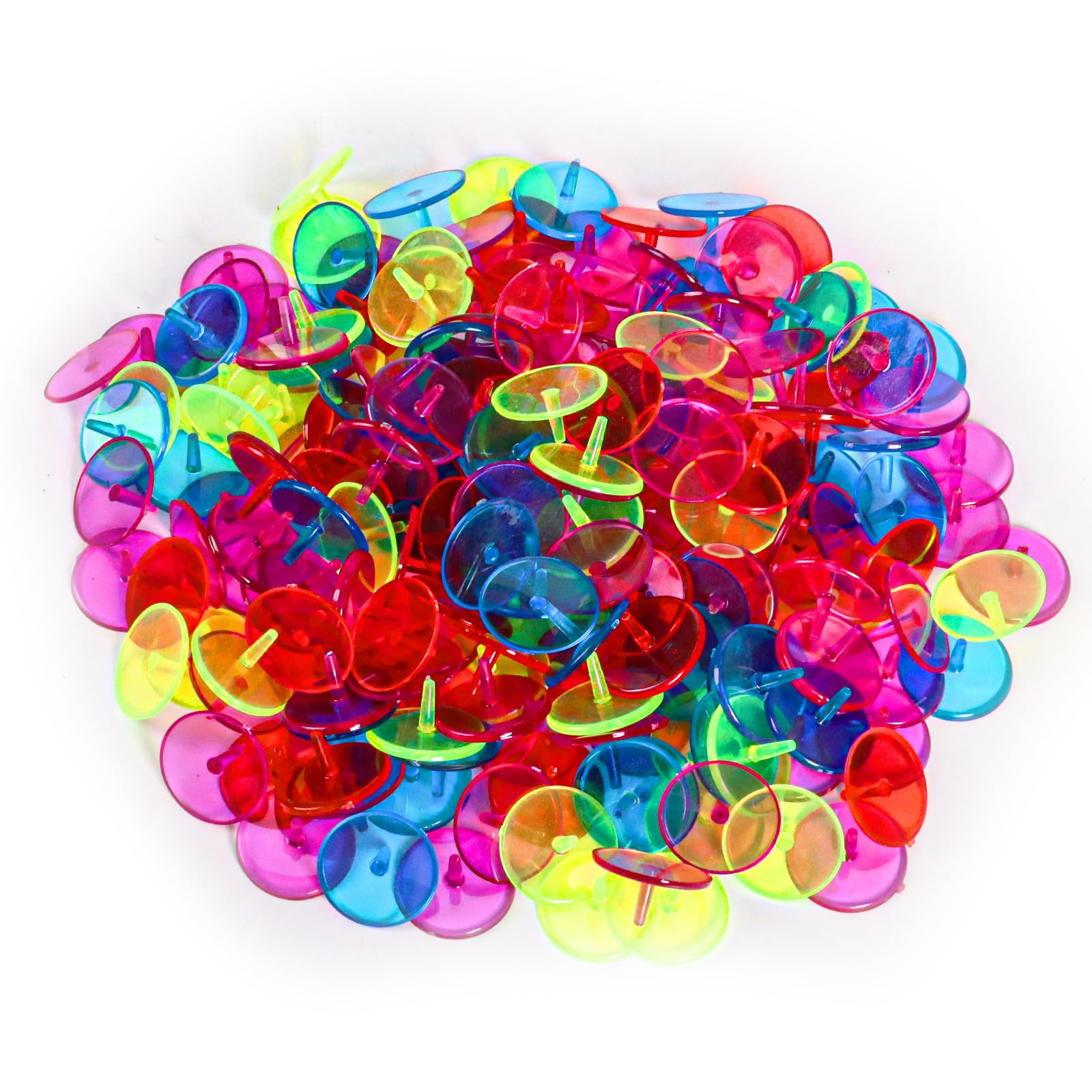 GKandi Golf Ball Marker Plastic Value 60 100 Pack 0.94" Size, Premium Clear Transparent Mixed Color Flat Round Markers, Durability Position Markers for Indoor Outdoor (100 Pack-Transparent)