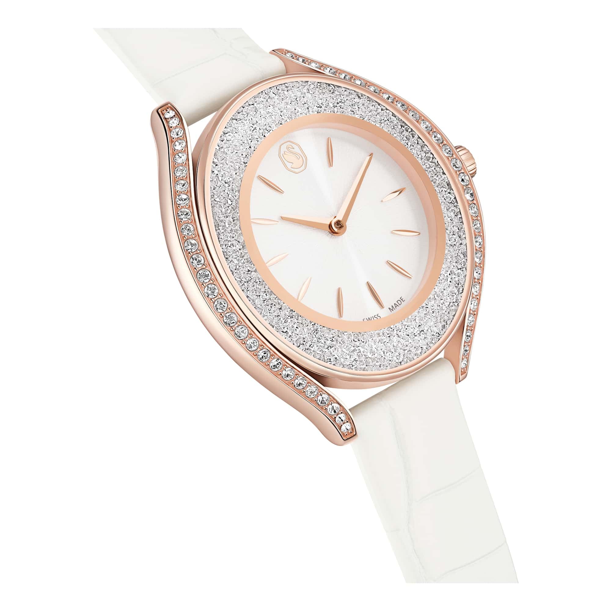 Swarovski Crystalline Collezione Aura Orologio, Swiss Made, Cinturino in Pelle