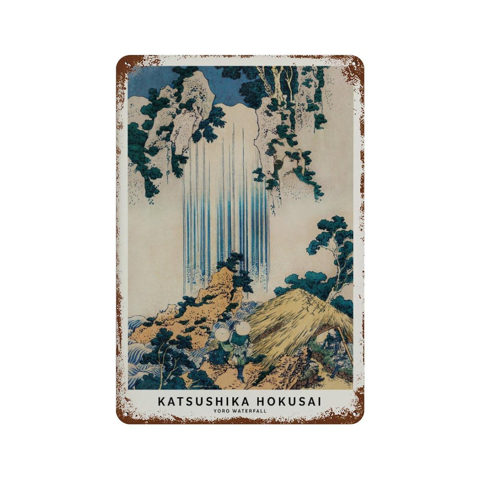 xiaoxiaoshen Katsushika Hokusai, Yoro Waterfall, Japanese Woodblock Edo Period Wall Decor Art Metal Tin Poster Modern Home Decor Art Home Bar Shop Decorations Vintage Sign 30x20cm