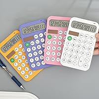 Vista 5 de Calculadora electrónica de escritorio, funciona con energía solar, calculadora de 12 dígitos con botones redondos, pantalla LCD, calculadoras