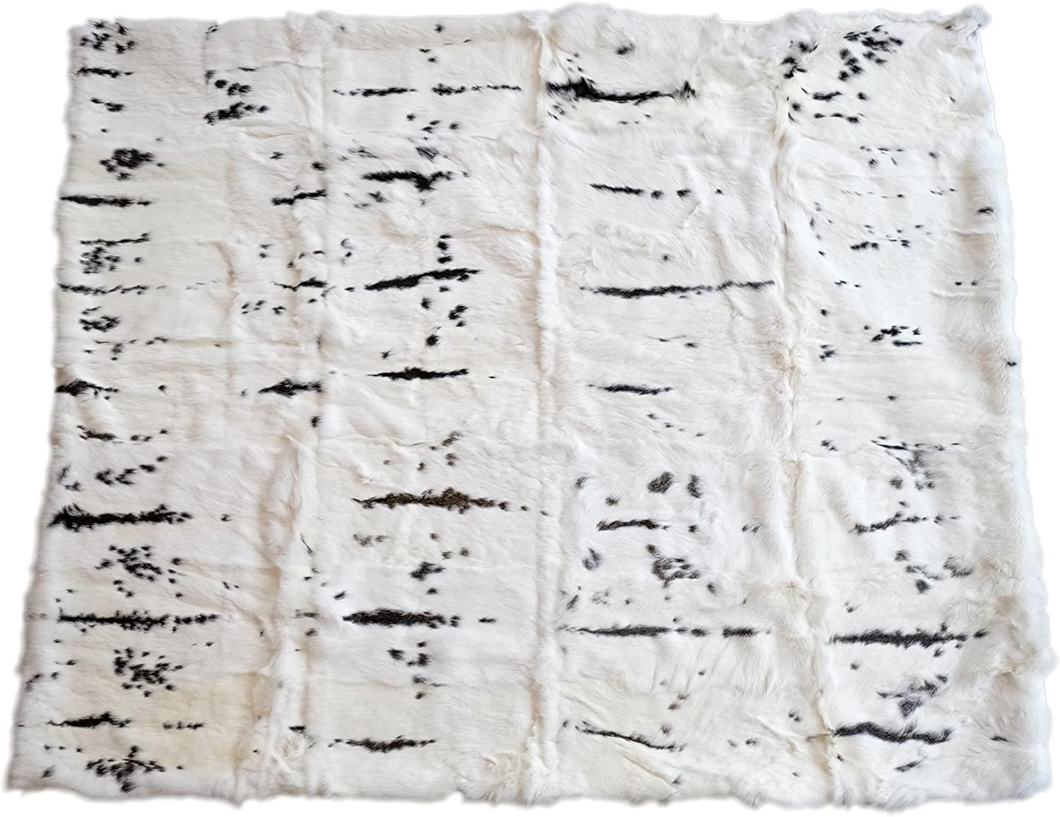 Natural Thick and Lush Pile Soft Microsuede Backing Genuine Rabbit Fur Throw Blanket, Tan, 50 in x 60 in