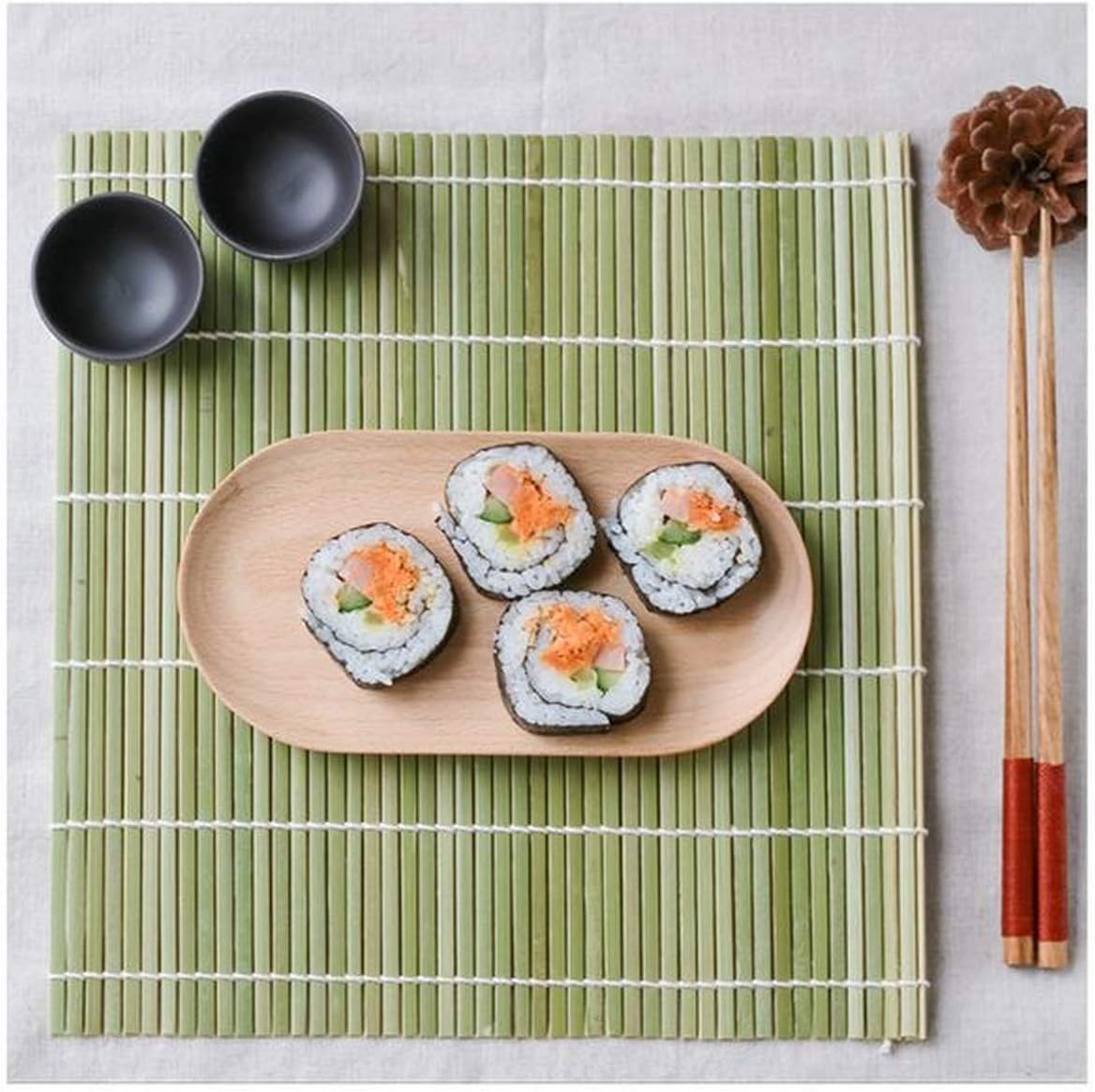 JapanBargain 3987, Set of 6 Bamboo Sushi Rolling Mats Sushi Roller Sushi Mat Sushi Maker Kit, Flat and Round Bamboo Mats, 9-1/2 Inches image 4