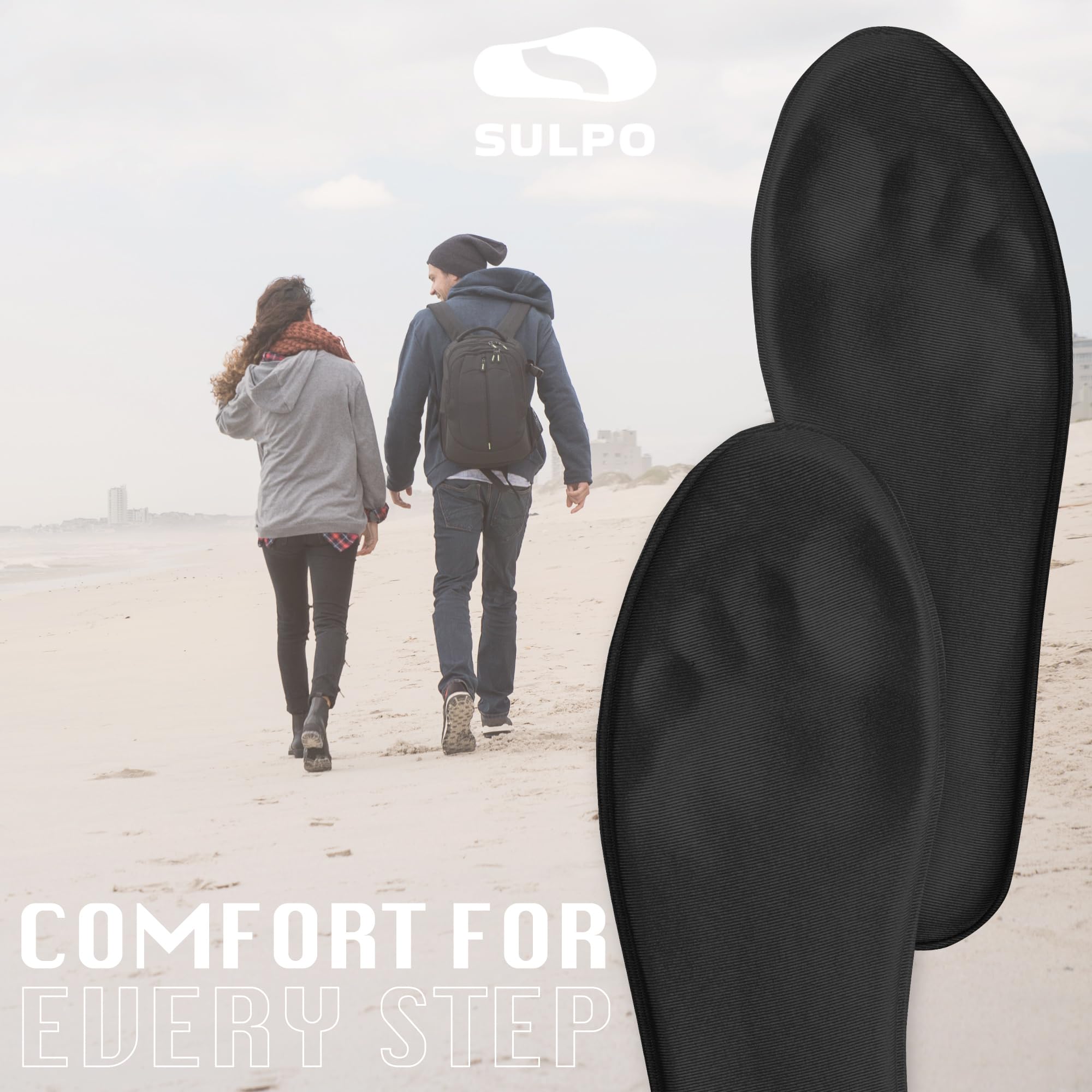 SULPO SPORT Orthopedische Inlegzolen - Comfortabele inlegzolen voor sport, werk en dagelijks gebruik - Schokabsorberende en ademende inlegzolen - Traagschuim inlegzolen - 43-44 / XL - Zwart SULPO SPORT Orthopedische Inlegzolen - Comfortabele inlegzolen voor sport, werk en dagelijks gebruik - Schokabsorberende en ademende inlegzolen - Traagschuim inlegzolen - 43-44 / XL - Zwart