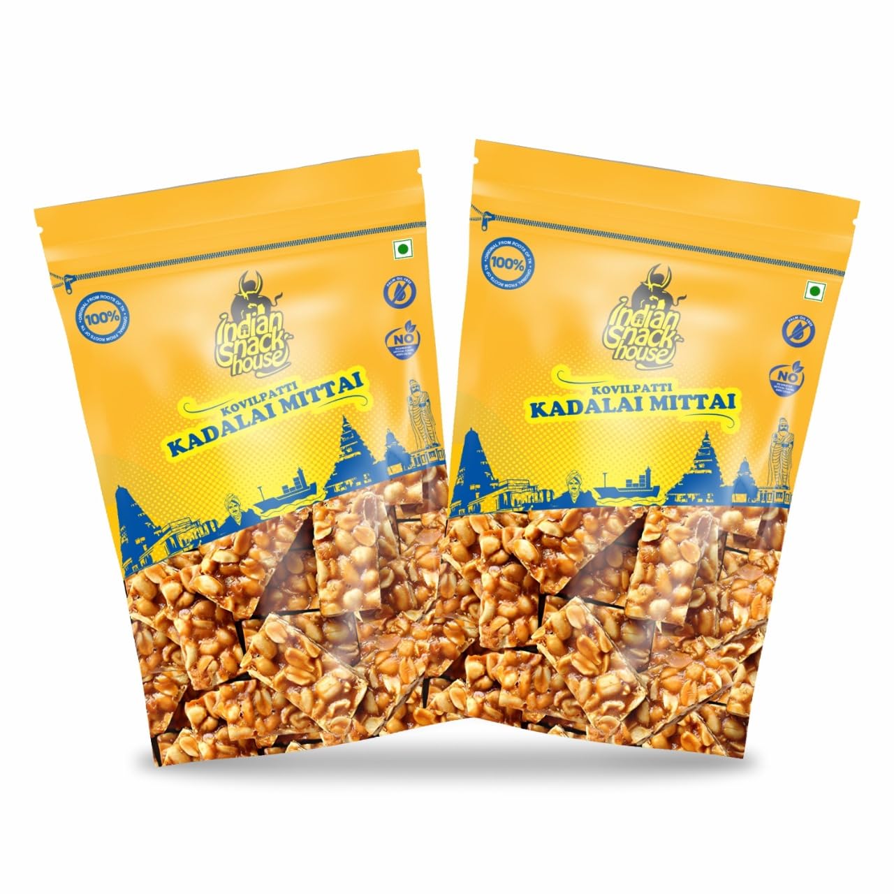 Indian Snack House Kovilpatti Kadalai Mittai 400g(2 Pack Combo)|Groundnut Chikki|Indian Energy Bar (Ground Nut Candy)|Roasted Peanuts in Caramelized Jaggery Coating| Traditional South Indian Snack(2X200g) (B0D78W2T2F) Amazon Price History, Amazon Price Tracker