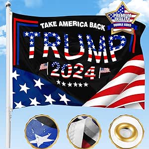 Trump 2024 Flag, 3x5 FT Trump Garden Flag 2024 Made in USA, Take America Back Trump Flags Outdoor Double Sided with 2 Brass Grommets, Vivid Color and Fade Resistant for Indoor Outdoor Decorations