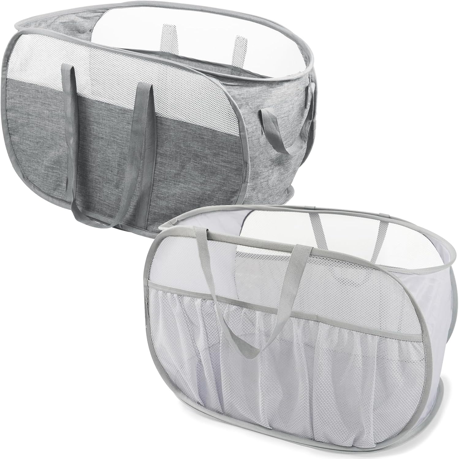 Upgrade Collapsible Laundry Baskets and Tear-proof Laundry Basket, Foldable Clothes Hamper Pop Up Basket for Laundry, Bathroom, Bedroom, Dorm, Travel
