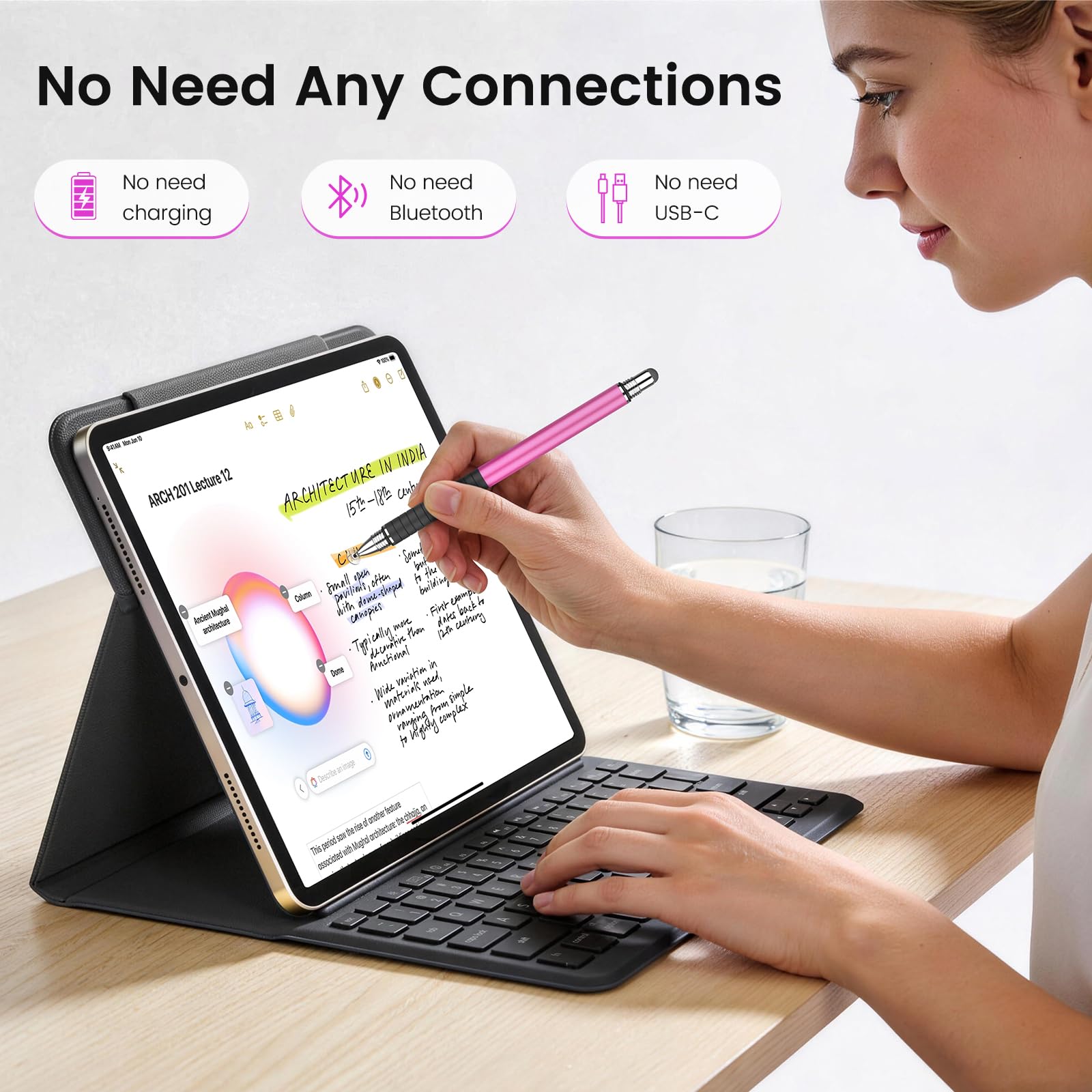 MEKO 6 lápices capacitivos para pantalla táctil, lápiz capacitivo 2 en 1 de alta sensibilidad y precisión para iPad, iPhone, Android, smartphone, tragaluz y tabletas, compatible con todos los