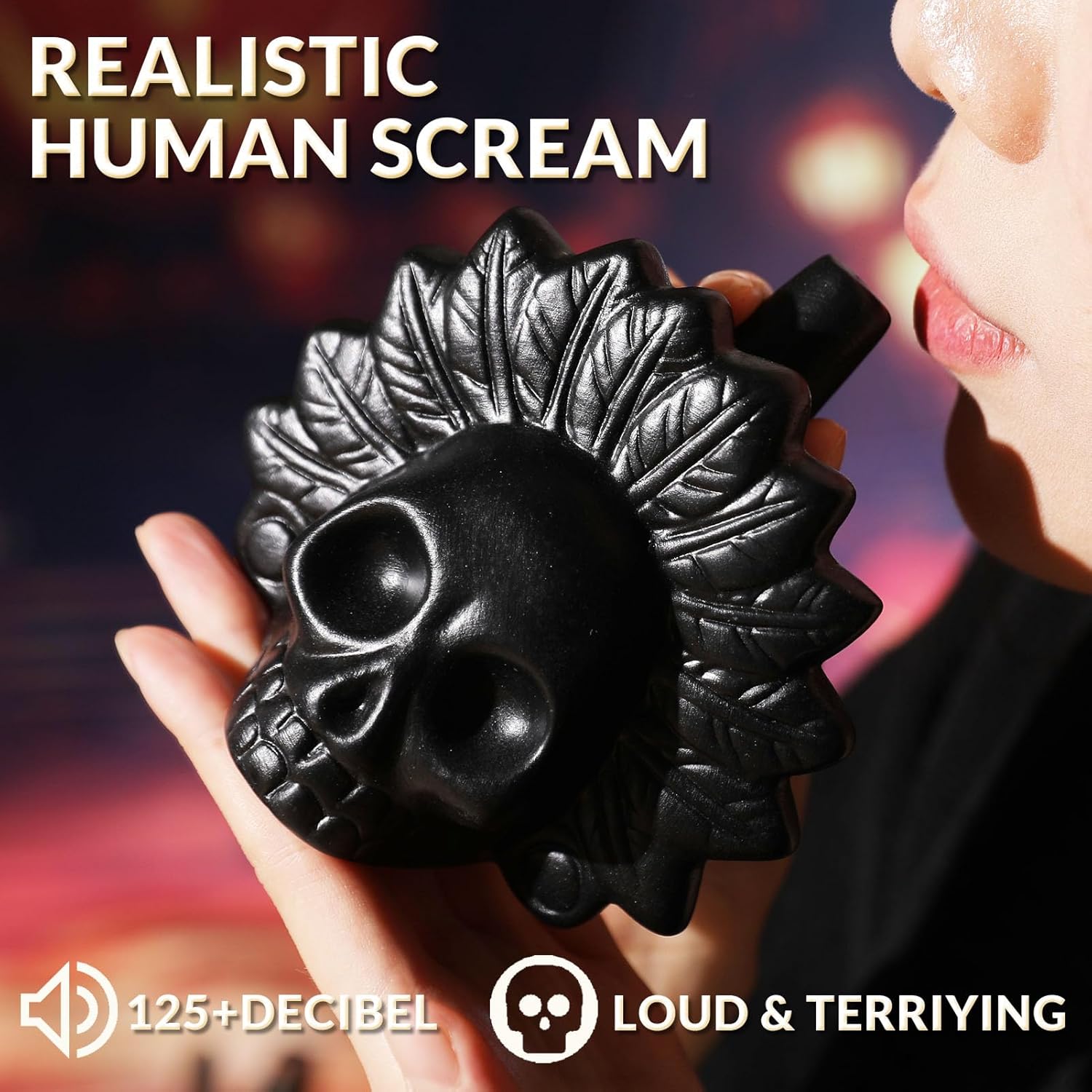 Aztec Death Whistle - Loud Human-Like Scream - Ghost Scream Whistle for Halloween, Pranks, Decor, Self Defense - Handmade Ceramic - Pure Black - Image 5