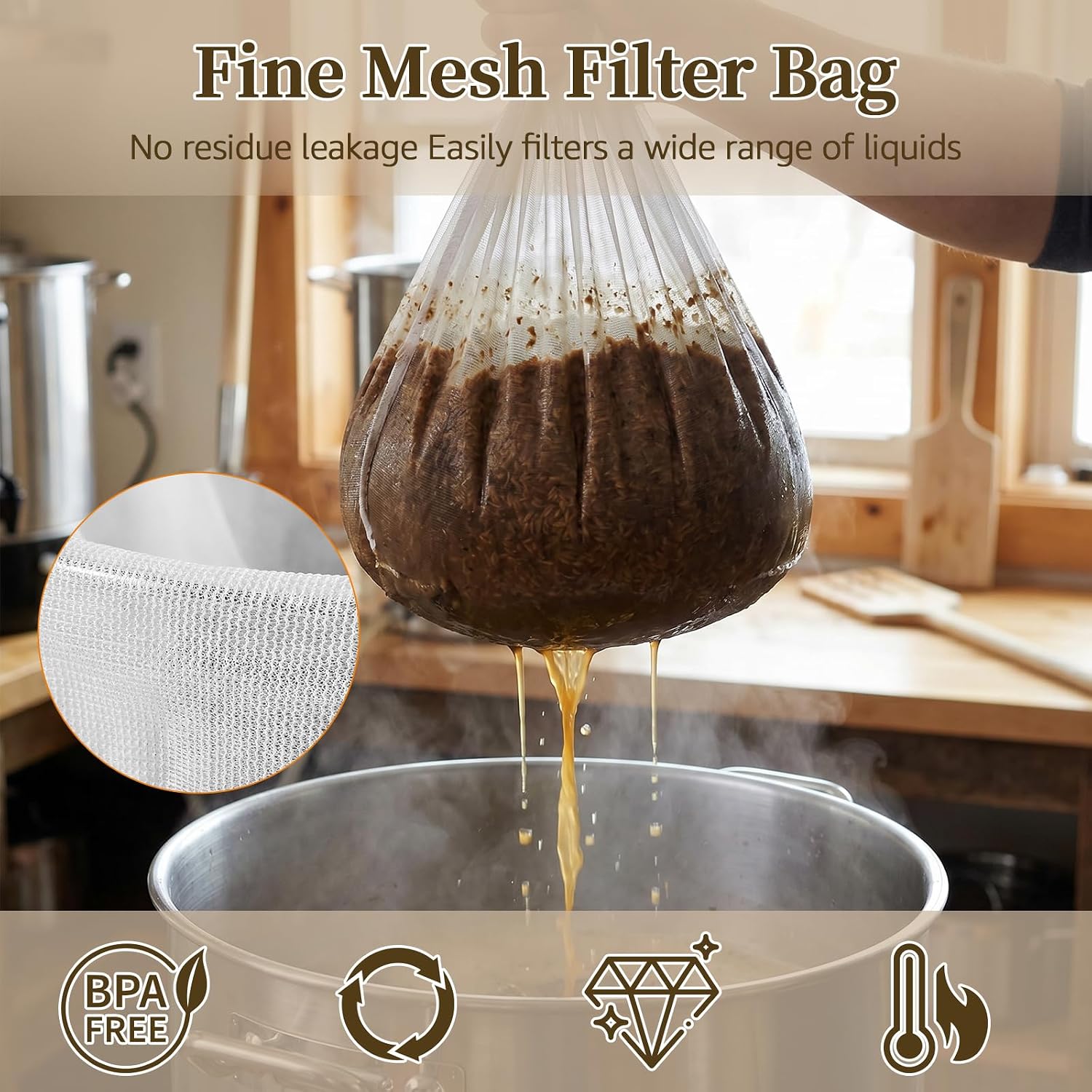 Beer Brew Bags, 3 Pack 26" X22" Fine Mesh Filter Bag for Beer Making
