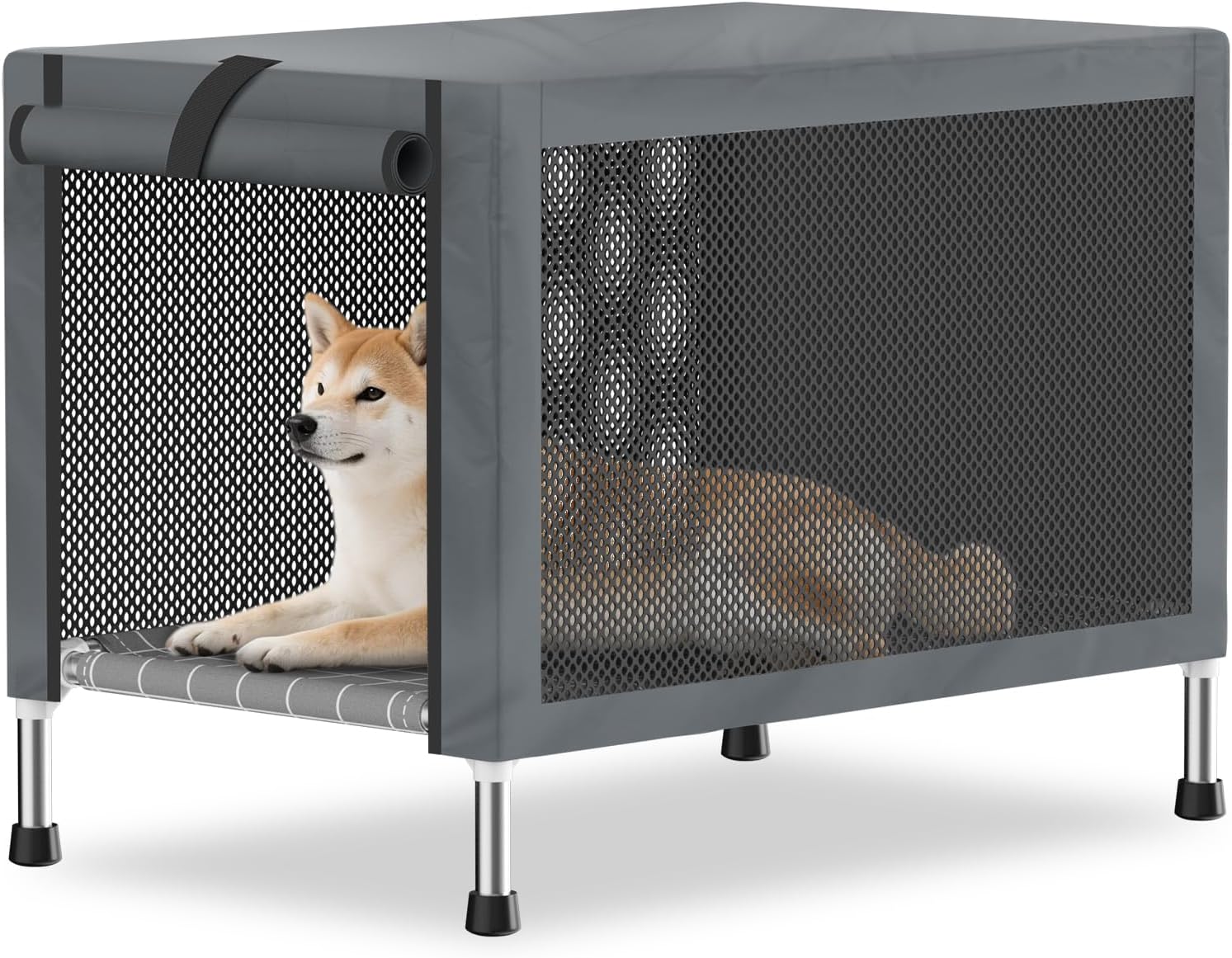Visual Reference: Amazon Com Stainless Steel Elevated Dog Crate With Dark Gray