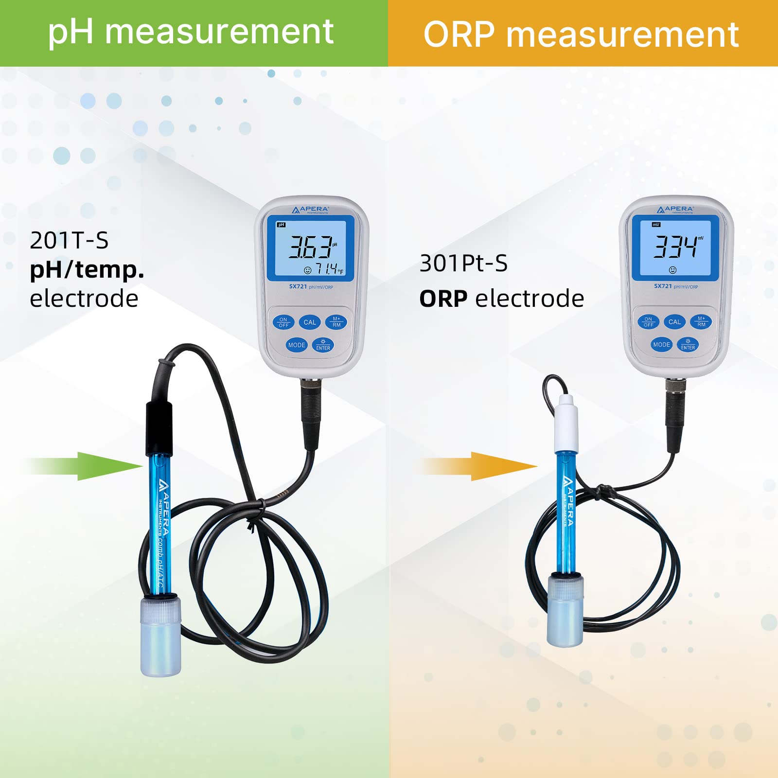 Apera Instruments SX721 Tragbares pH/ORP Messgerät Set im Koffer (wasserdicht, Speicherfunktion, autom. Temperaturkompensation und Kalibrierung)