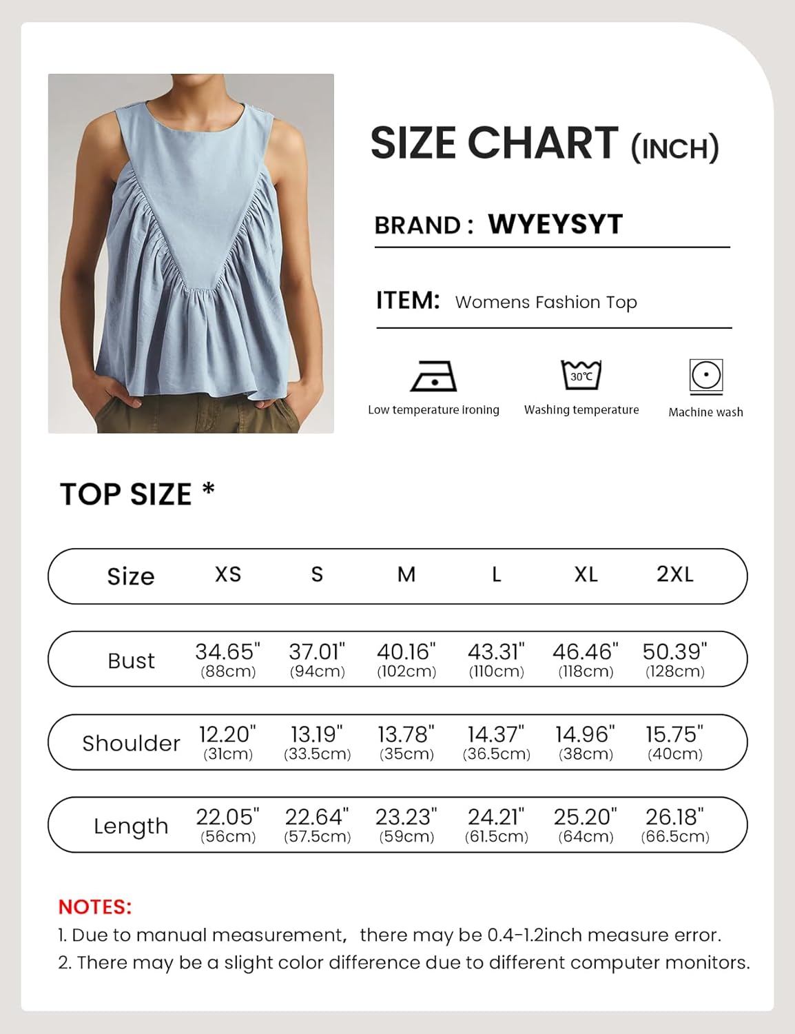 Wyeysyt Peplum Tops for Women Shirred Swing Tank Tops Pleated Flowy Vest Casual Sleeveless Blouse Loose Fit Ruffled Shirts - Image 7