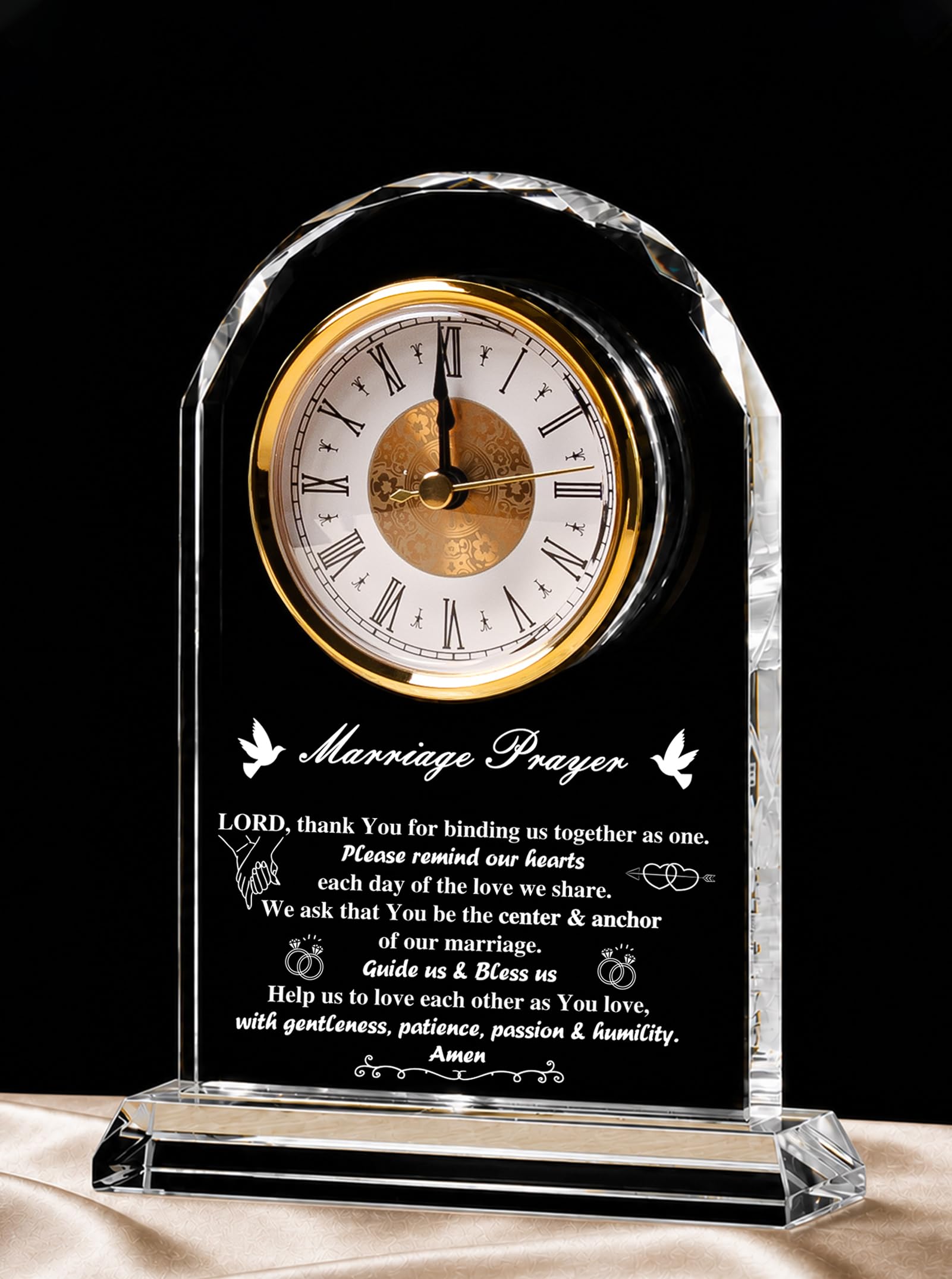 Wedding Gifts for Couples 2026, Unique Marriage Prayer Glass Desk Clock
