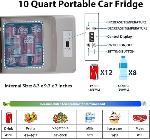 Miniatura 2 de Alpicool C9PT - Refrigerador portátil para automóvil, refrigerador de automóvil de 12 voltios, refrigeración rápida de 10 cuartos de galón, con 1224