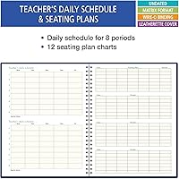 Vista 3 de (W101) Planificador de clase de 7 períodos para docente; días horizontales a lo largo de la parte superior, A-azul