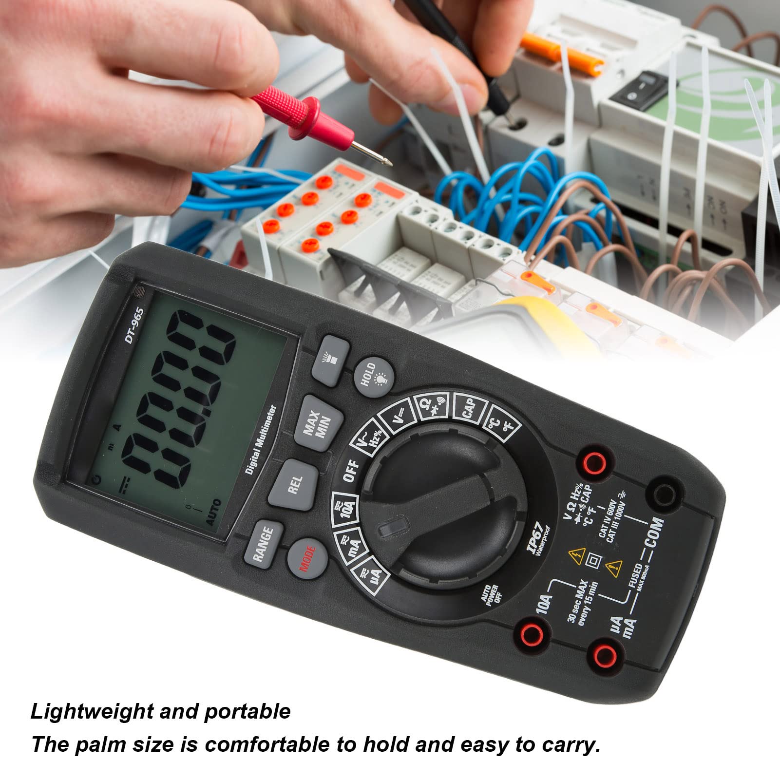 Yctze ?965 Hochgenaues Multimeter – Multifunktionales True-RMS-Digitalmessgerät für Industrie und Außenbereich, Leicht mit Großem Display