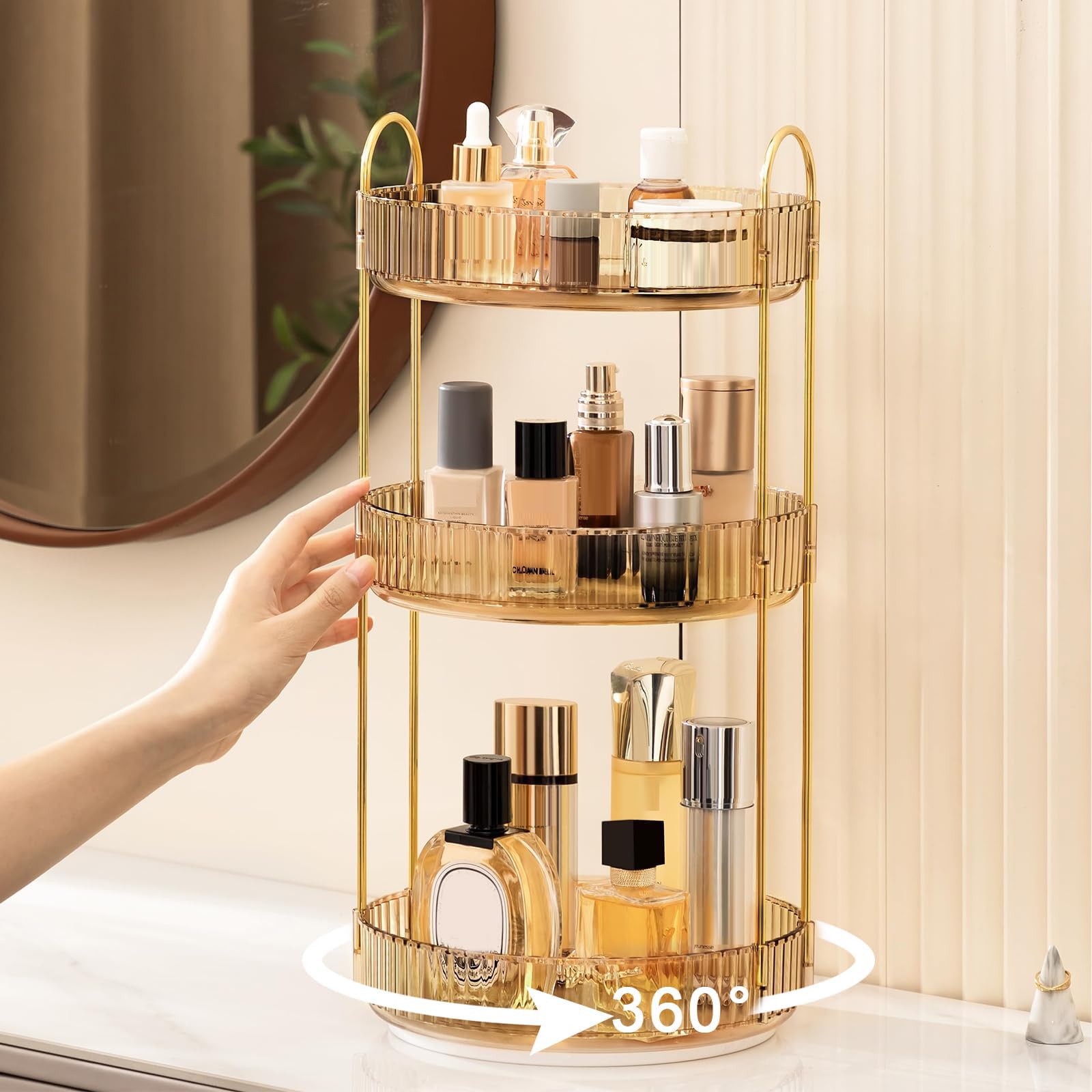 Amazon.co.jp: GLAMFORT コスメ収納 透明 360°回転 メイクボックス 大