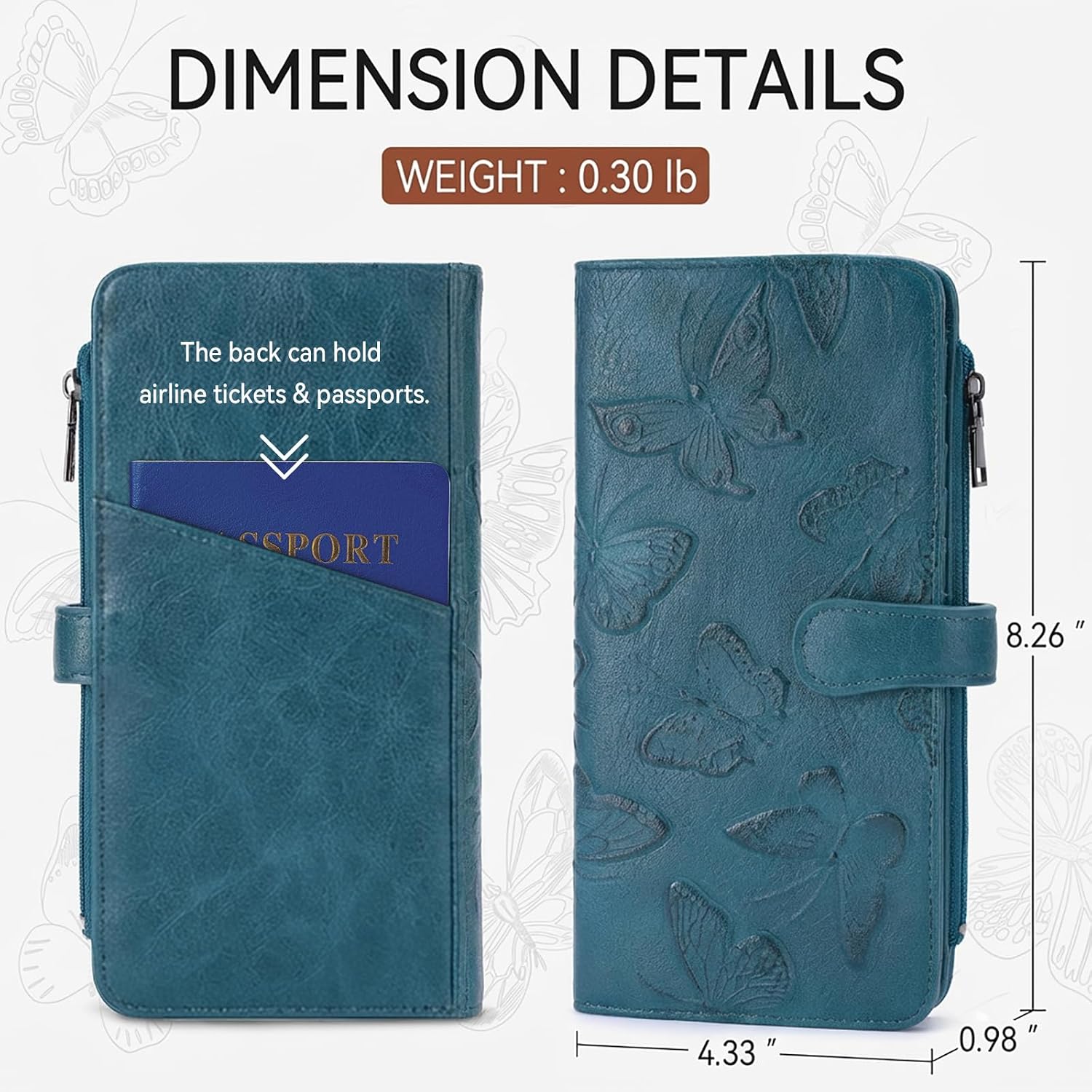 BELTANA RFID Wallet Women Thin Womens Wallet Compact Long Ladies Wallet for Women Butterfly Design (Peacock-Blue) image 3