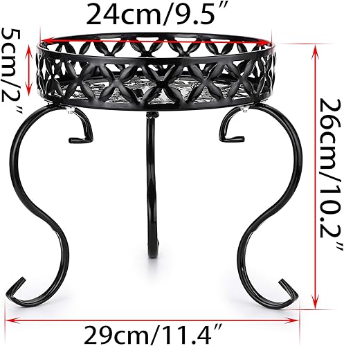 Miniatura 3 de OwnMy Soporte redondo de metal para macetas de hierro para interiores y exteriores, soporte para plantas de alta resistencia, estante para macetas