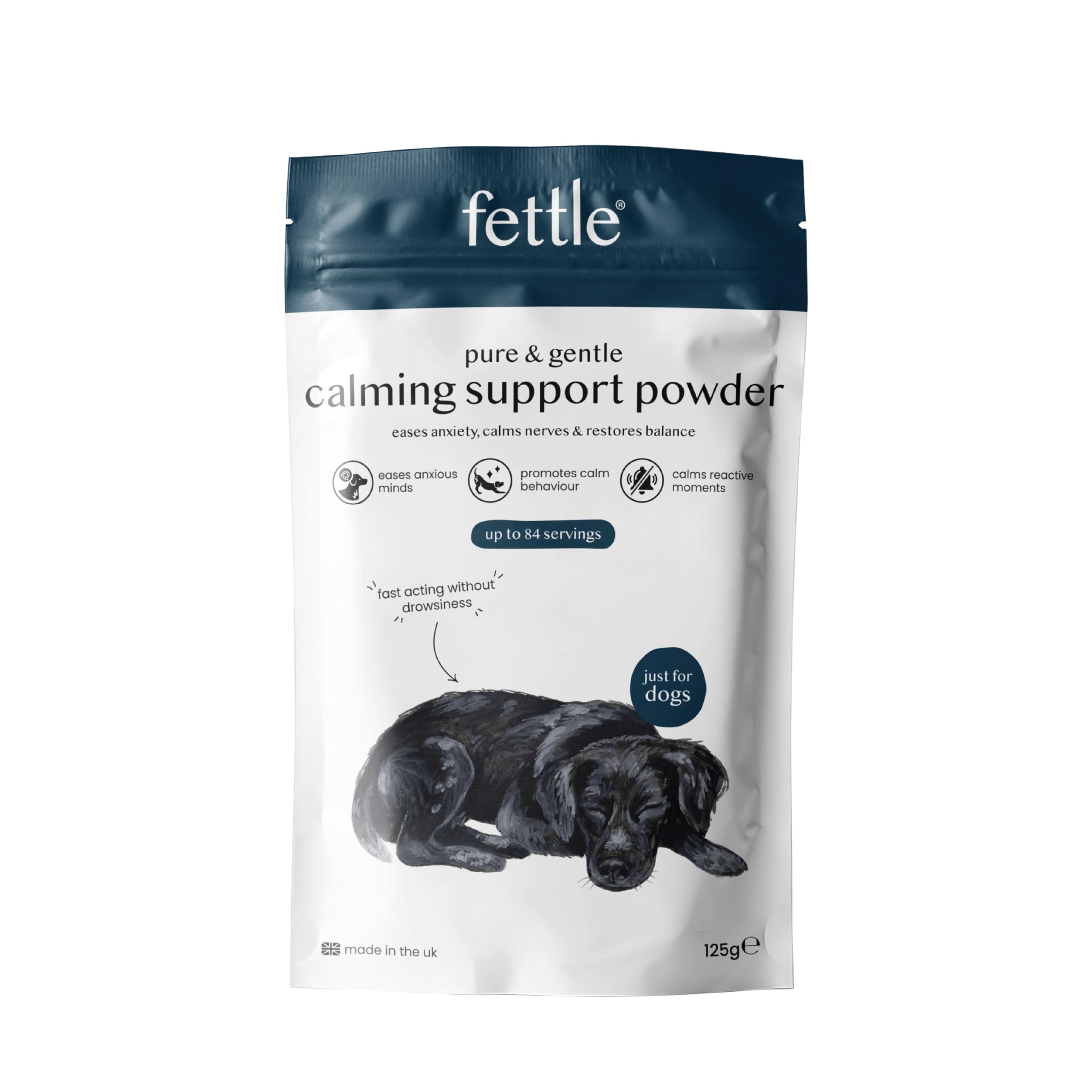 Pure & Gentle Calming Support Powder, 125g – Anxiety Calming Dog Treat Supplement– Calmer Puppy & Dog Anxiety Relief for Fireworks – Pet Remedy with Valerian Root and Ashwagandha