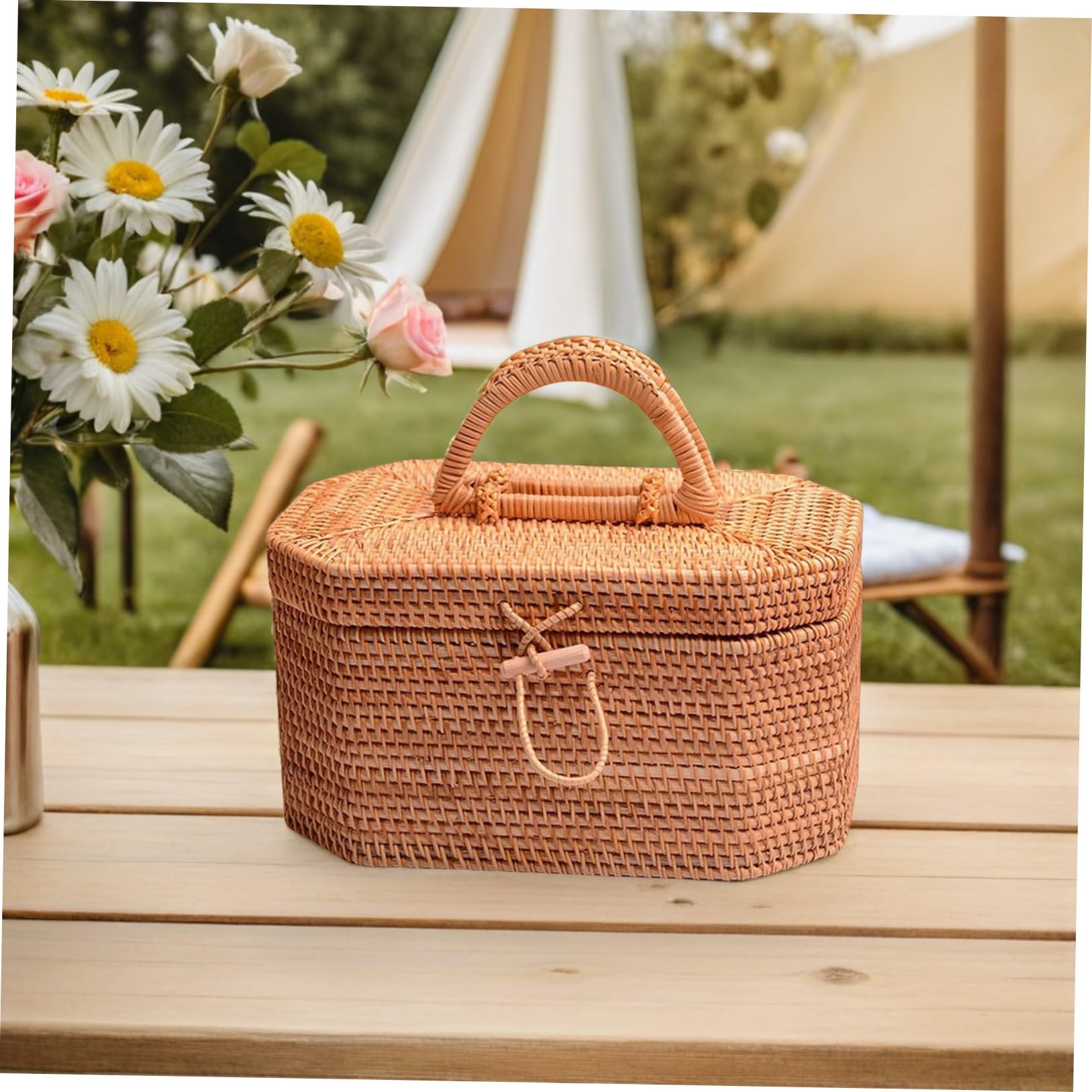SOLUSTRE 1 Stück Wickelkorb aus Rattan Tragbarer Aufbewahrungskorb für Obst und Gemüse Multifunktional für und Alltag Leicht und Handlich für Fotos und Vielseitige Nutzung