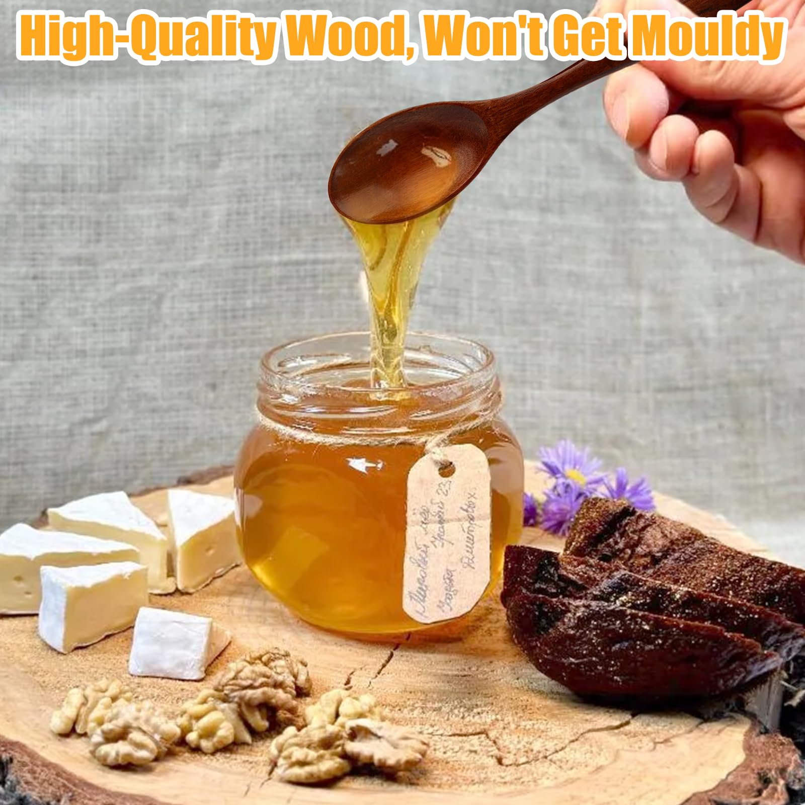 Set 4 Agitatori E Cucchiai Per Miele In Legno - Design Naturale E Pratico - Foto 8