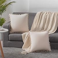 Vista 206 de 2 fundas para cojín decorativo de terciopelo con pompones