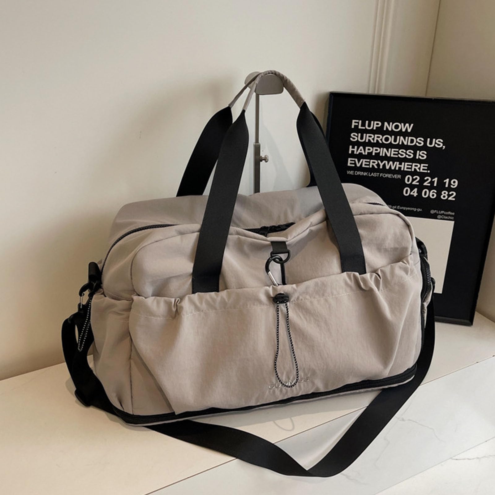 Wasserdichte Reisetasche, erweiterbar, für Fitnessausrüstung, Schwimmzubehör und Ausflüge, erweiterbare Sporttasche, khaki, Mass Beauty