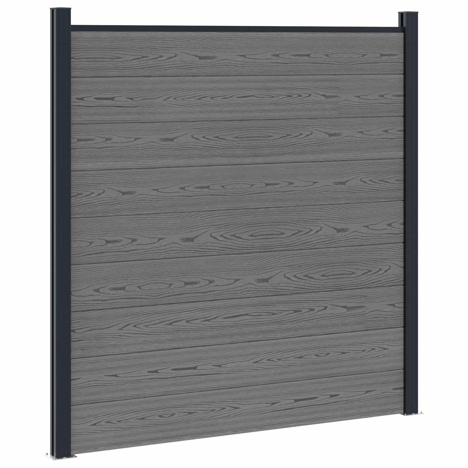 Vidaxl Grey (Grey Chiné 14) Wpc Fence Panel And Aluminium Grey