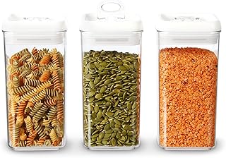 Felli Flip Tite Food Storage Container 3 PC Beginner Set with Lid Airtight Pantry Organizer Canister for Kitchen Counter O...
