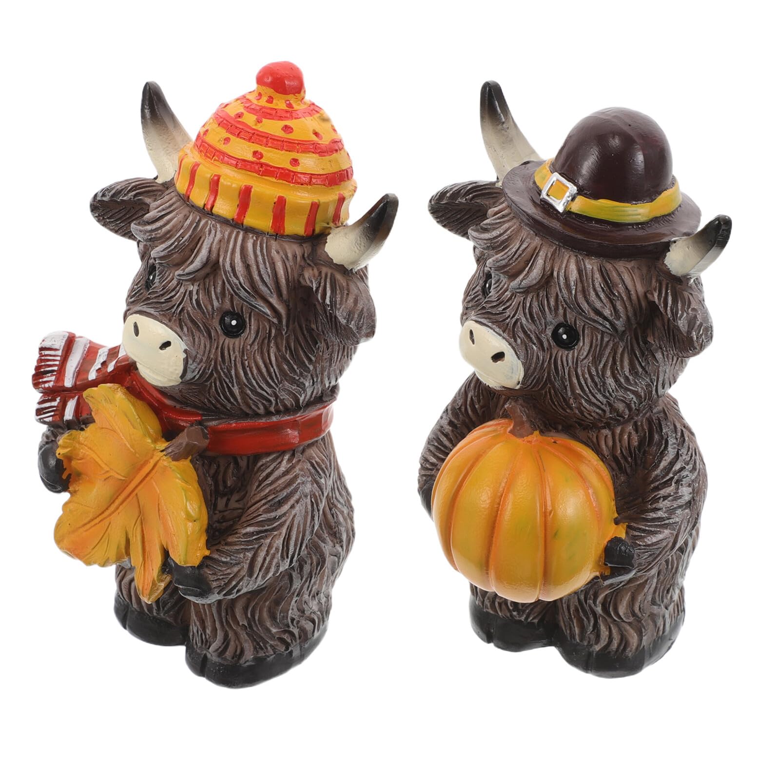 Vache des highlands citrouille pour étagère intérieure et table de fête de Thanksgiving